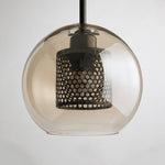 Hessa Contemporary Golden Pendant Light, Glass, Globe/Cylindric - Lamp Outdoor