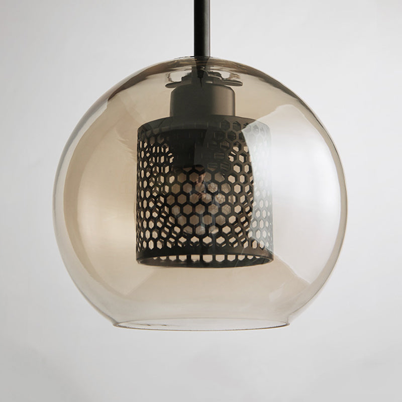 Hessa Contemporary Golden Pendant Light, Glass, Globe/Cylindric - Lamp Outdoor