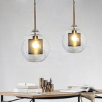 Hessa Contemporary Golden Pendant Light, Glass, Globe/Cylindric - Lamp Outdoor
