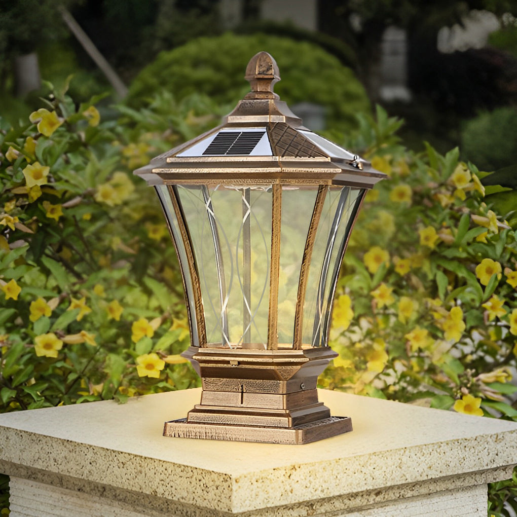 Vintage Waterproof LED Retro Solar Fence Post Lights With Remote Control - Lamp Outdoor