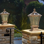 Vintage Waterproof LED Retro Solar Fence Post Lights With Remote Control - Lamp Outdoor