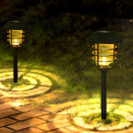 22.8-inch Solar Pathway Lights with Hat Top and Wire-Circled Lampshade - Lamp Outdoor