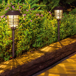 22.8-inch Solar Pathway Lights with Hat Top and Wire-Circled Lampshade - Lamp Outdoor