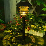 22.8-inch Solar Pathway Lights with Hat Top and Wire-Circled Lampshade - Lamp Outdoor