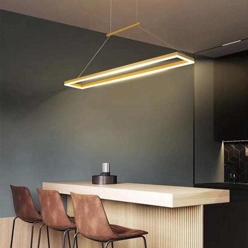 Gloen Modern Rectangular Hanging Pendant Light, Gold/Coffee - Lamp Outdoor