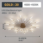 Wesley Flush-Mount Ceiling Light Fireworks, Black/Gold - Lamp Outdoor