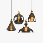 June Industrial Glass Pendant Light Clear/Amber/Smoke Grey - Lamp Outdoor