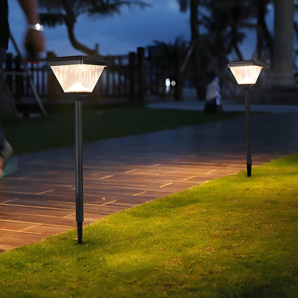 27.6-Inch H Modern Black LED Solar Pathway Post Light - Lamp Outdoor