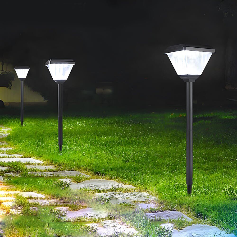27.6-Inch H Modern Black LED Solar Pathway Post Light - Lamp Outdoor