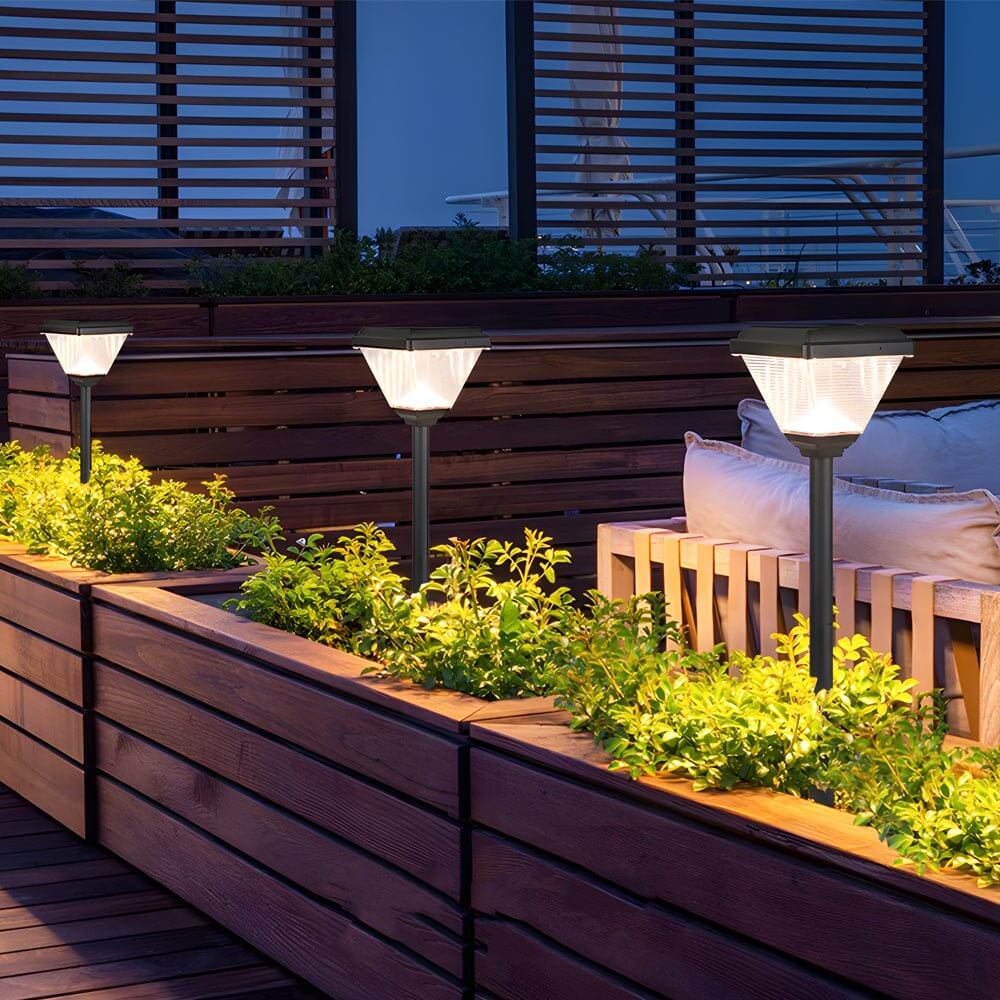 27.6-Inch H Modern Black LED Solar Pathway Post Light - Lamp Outdoor