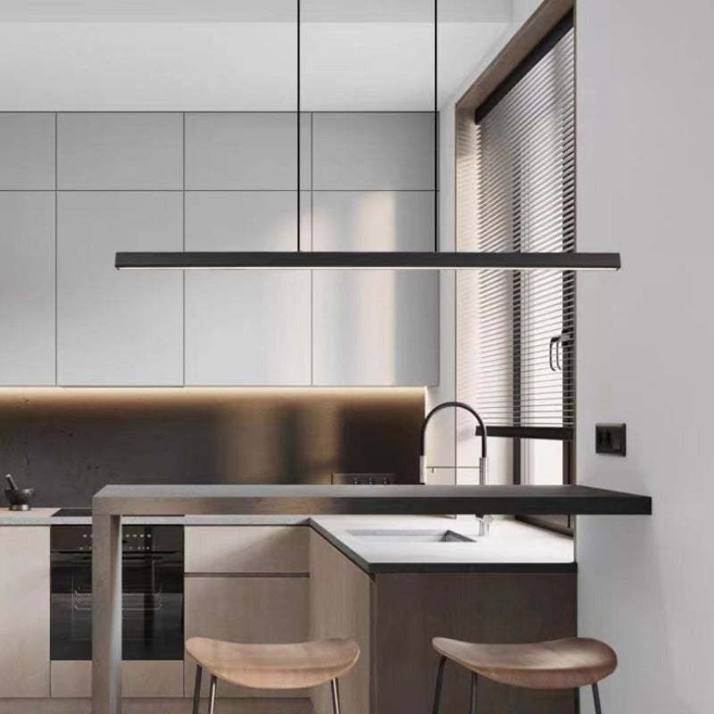 Thala Modern Linear Metal LED Pendant Light Black/Brown - Lamp Outdoor