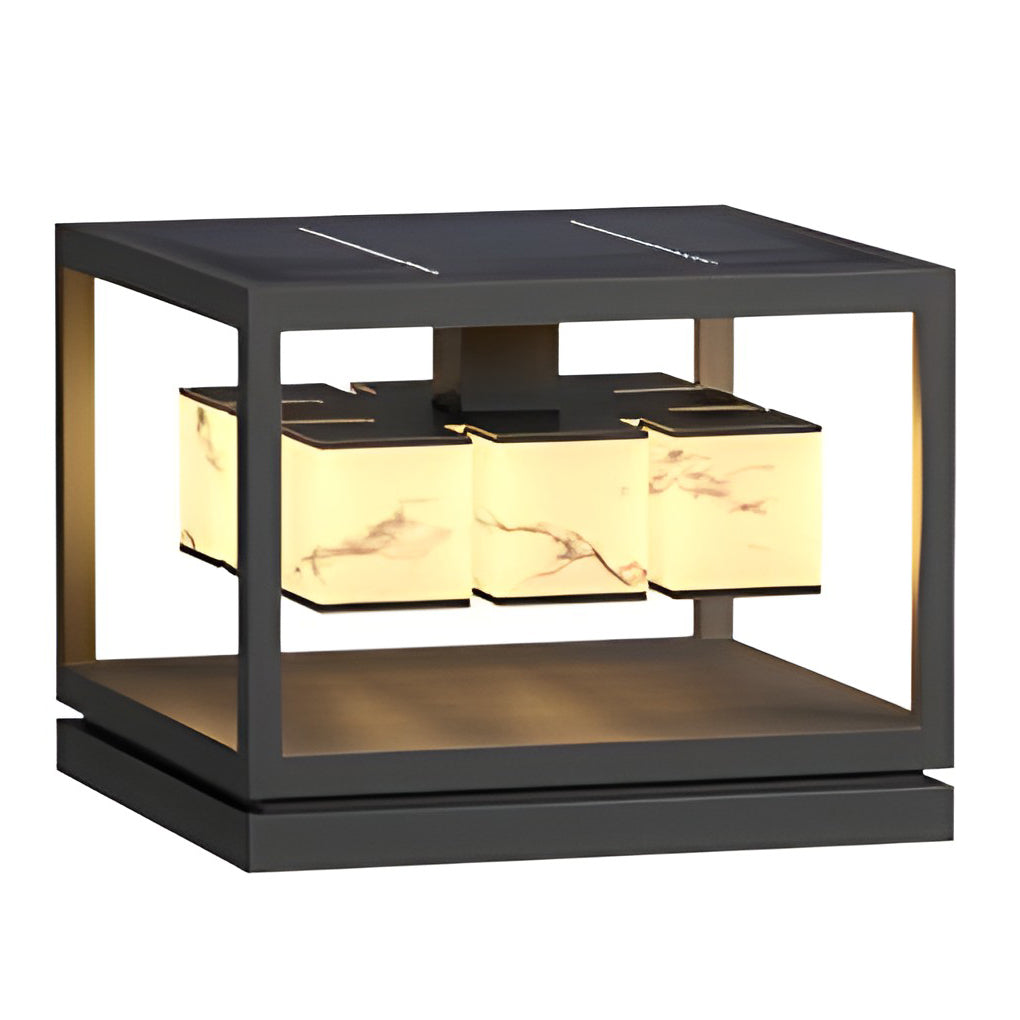 Square LED Waterproof Modern Solar Deck Post Lights Pillar Light Post Caps Lights - Lamp Outdoor