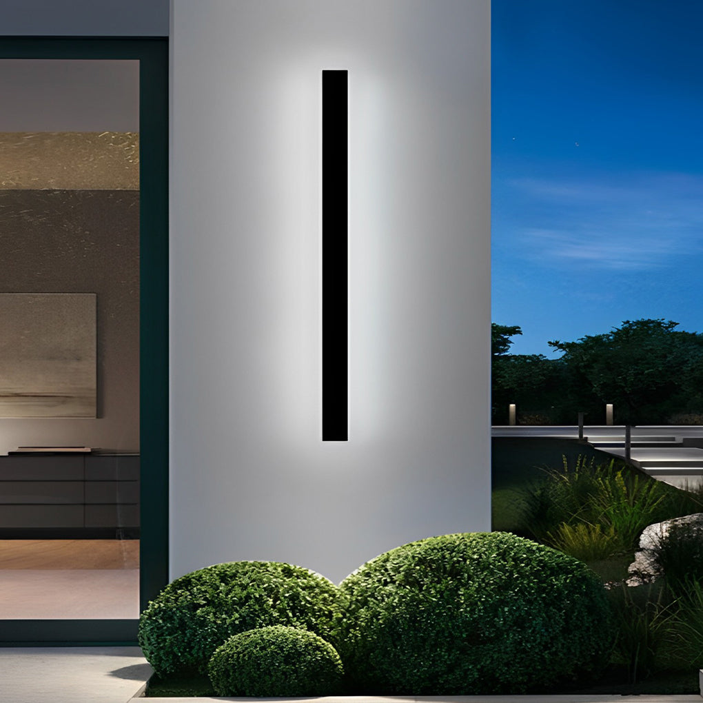 Minimalist Long Linear LED Waterproof Black Modern Solar Wall Sconce Lighting - Lamp Outdoor