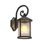 Waterproof Striped Glass Aluminum Black Retro Outdoor Wall Lights - Lamp Outdoor