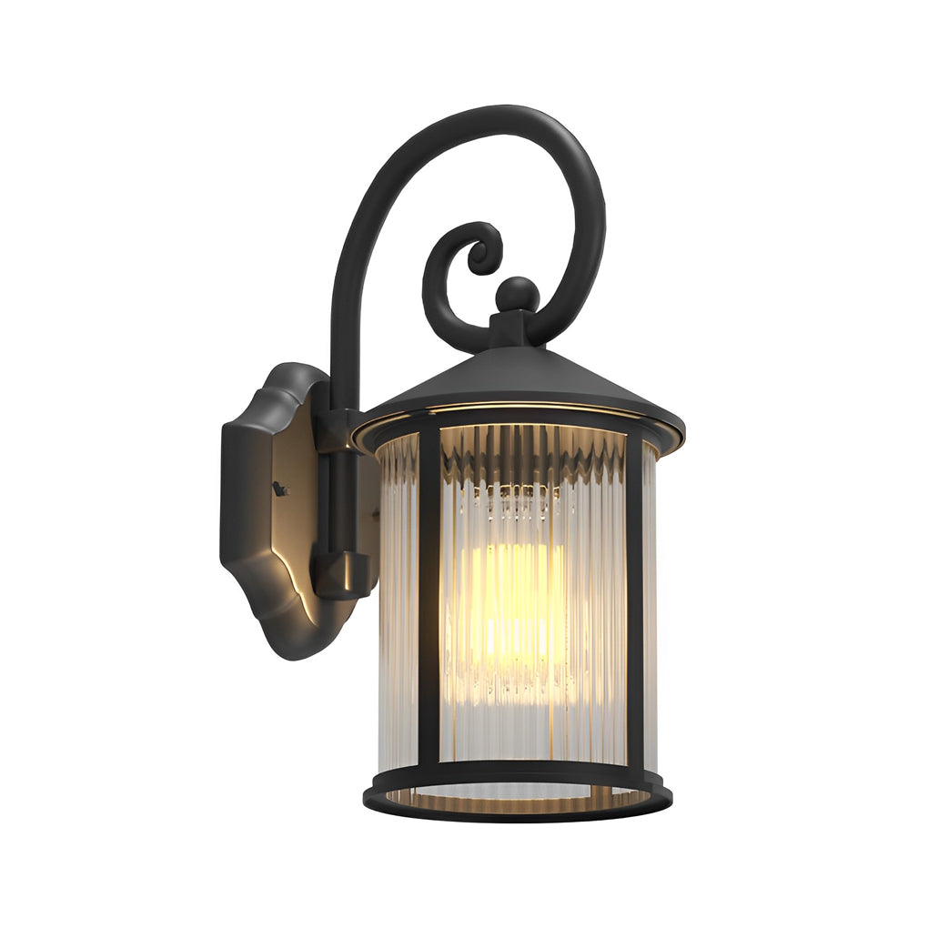 Waterproof Striped Glass Aluminum Black Retro Outdoor Wall Lights - Lamp Outdoor