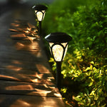 2PCS Intelligent Solar LED Lawn Lamps with Black Opaque Glass Lampshade - Lamp Outdoor