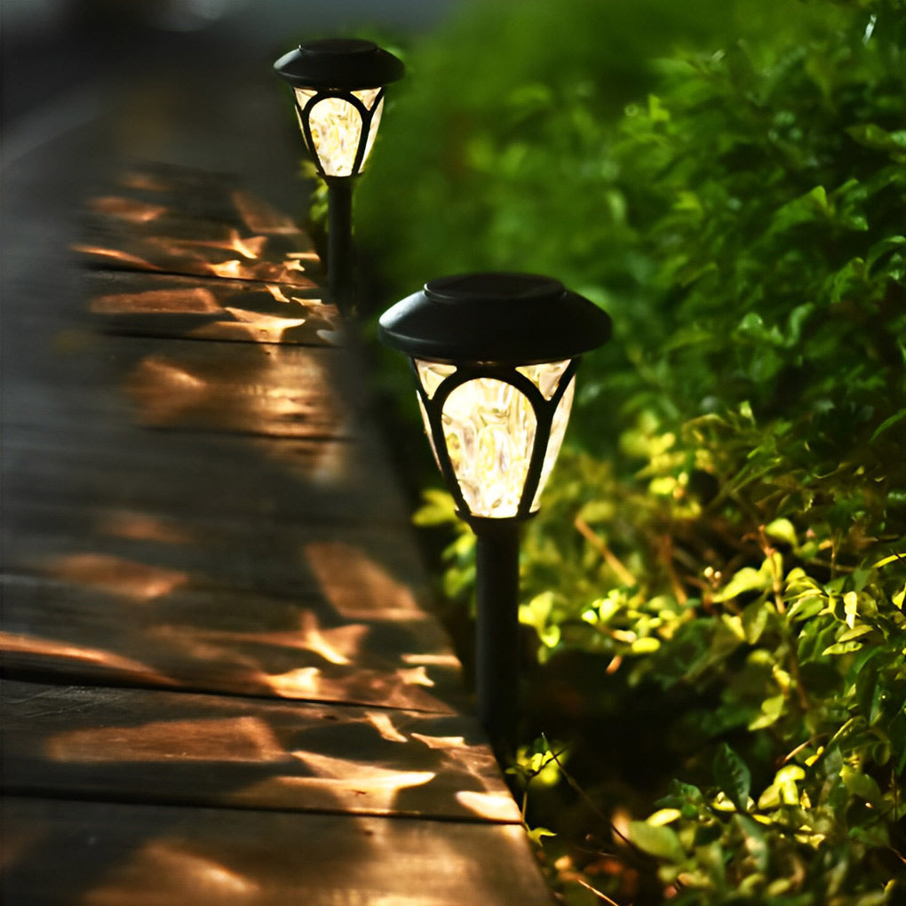 2PCS Intelligent Solar LED Lawn Lamps with Black Opaque Glass Lampshade - Lamp Outdoor