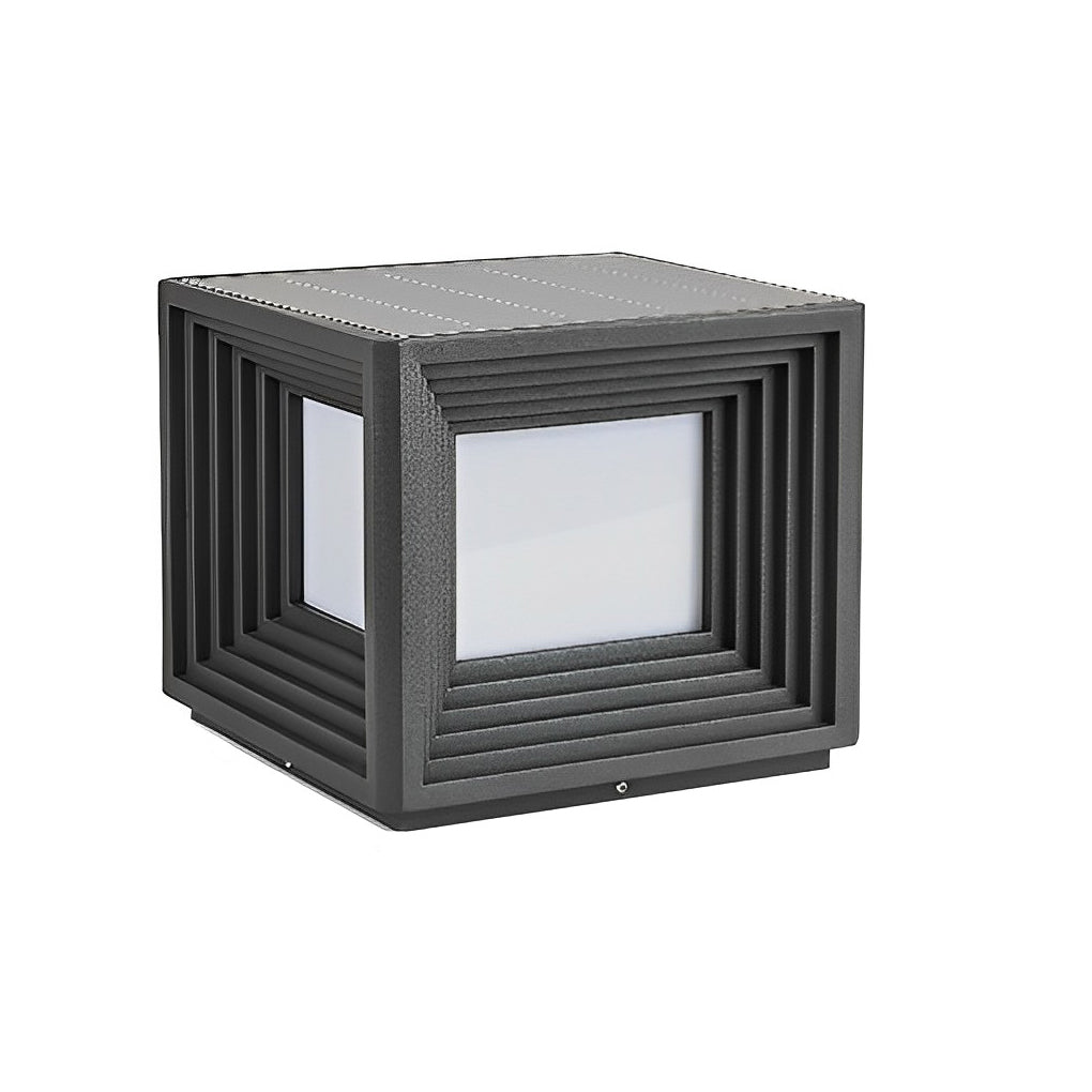 Square Creative Waterproof LED Black Modern Solar Post Caps Lights - Lamp Outdoor
