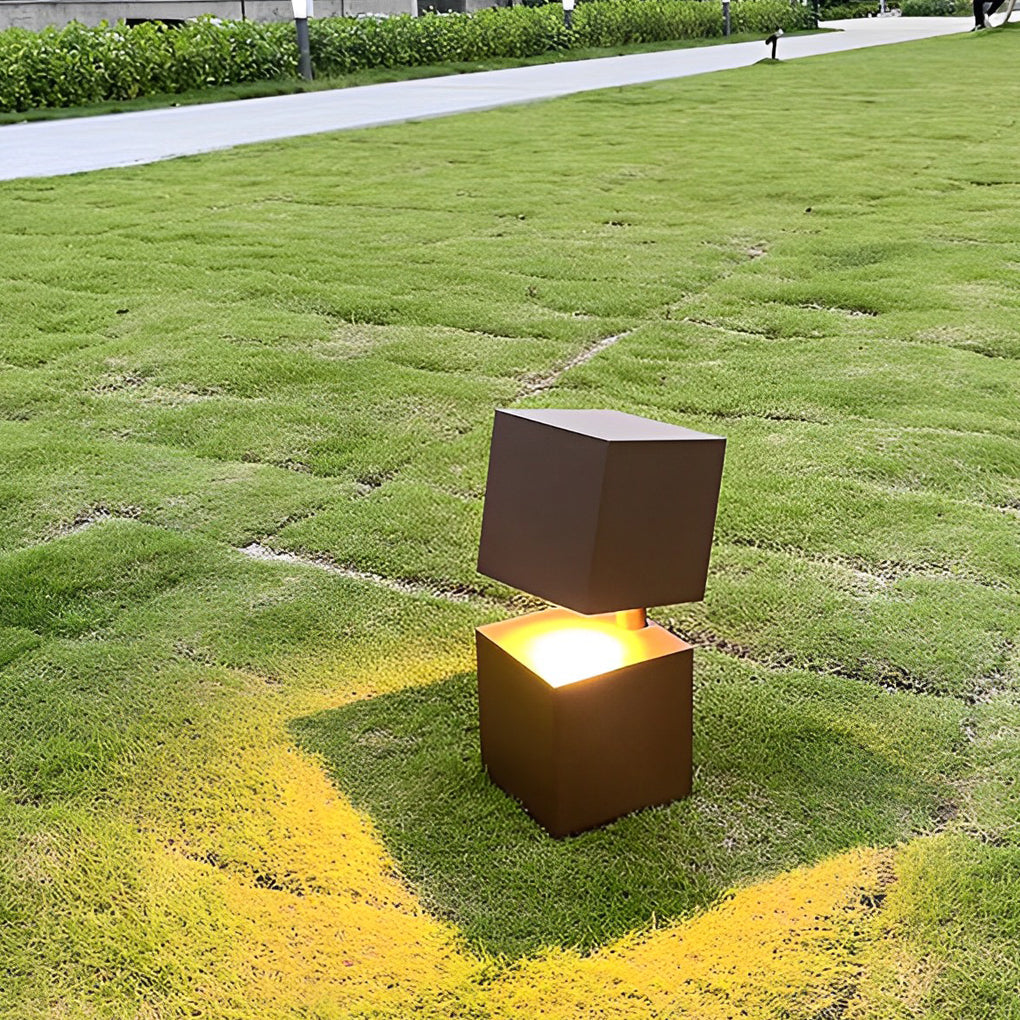 Modern Black Geometric Solar Lawn Light Waterproof & LED Illumination - Lamp Outdoor