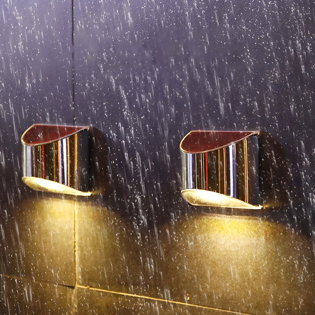 Stainless Steel Minimalist Waterproof Silver Modern Solar Wall Lamp - Lamp Outdoor