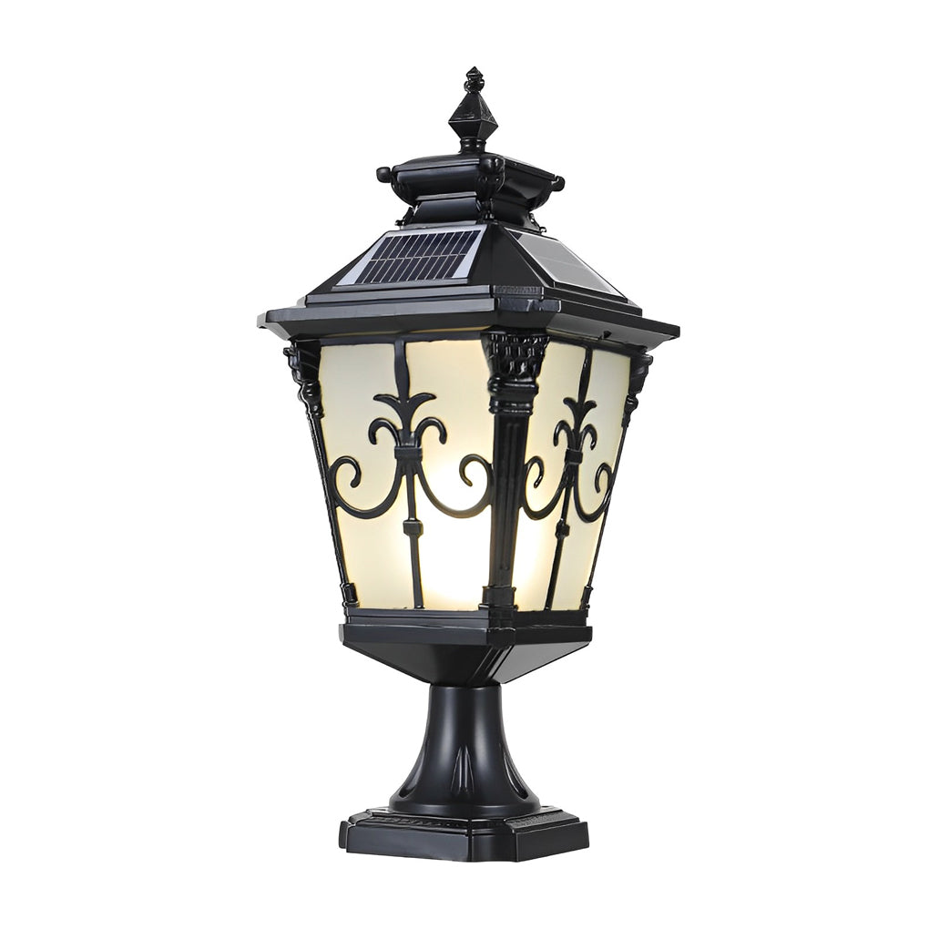 Retro Pattern Waterproof LED European Style Solar Fence Post Lights - Lamp Outdoor