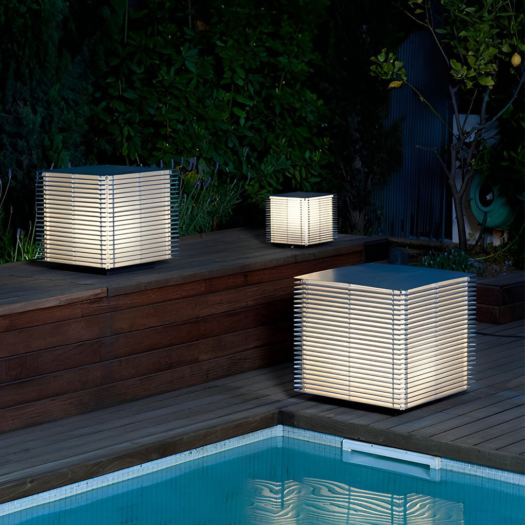 Square Grids Waterproof IP65 LED Black Modern Outdoor Lights Lawn Lamp - Lamp Outdoor