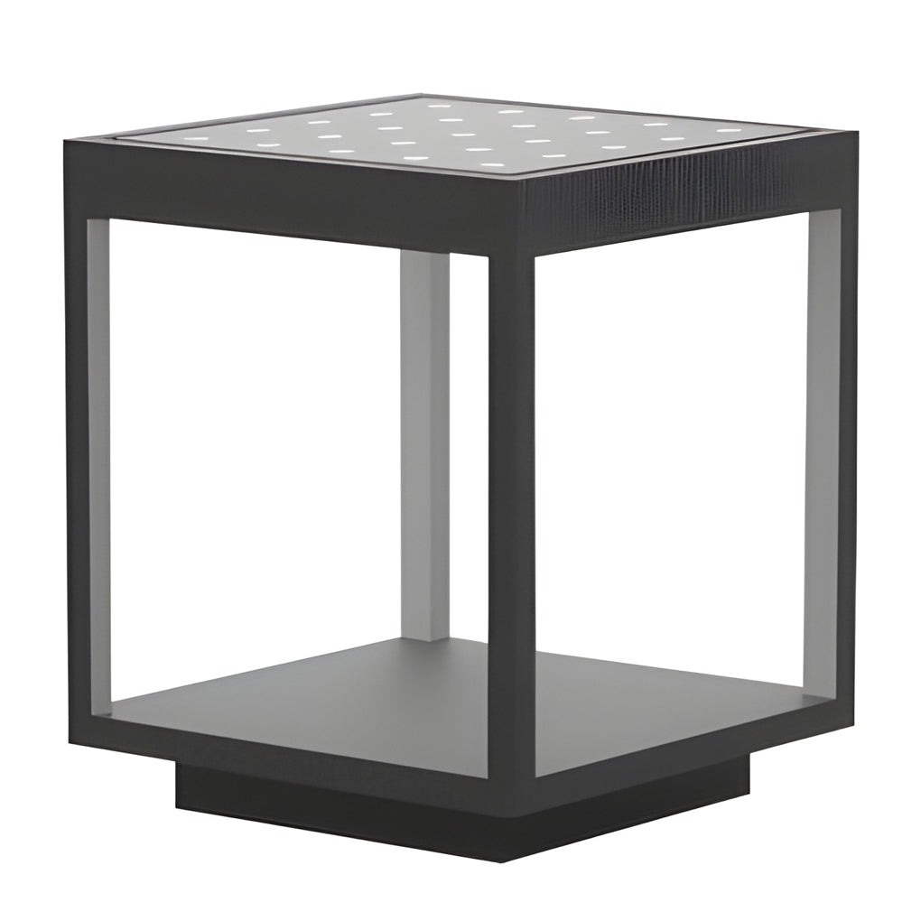 Modern Open Frame Square LED Solar Pier-Mounted Outdoor Post Light - Lamp Outdoor