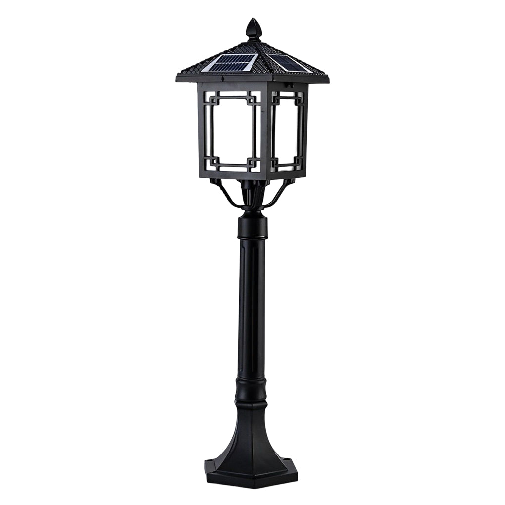 Ancient House Style Solar LED Post Light with 3-Step Dimming Durable Outdoor Lamp - Lamp Outdoor