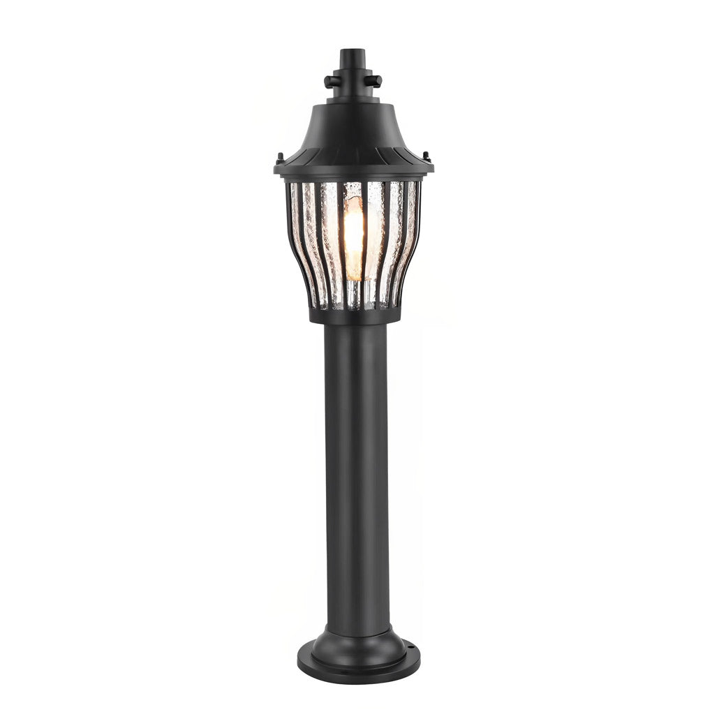 Hardwired Retro Aluminum Pathway Light with Caged Aluminum & PC Lampshade - Lamp Outdoor