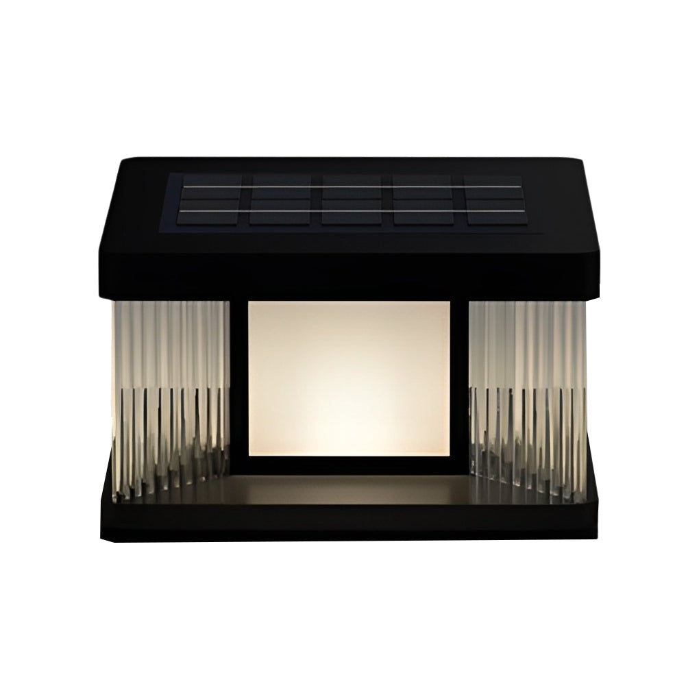 Waterproof IP65 LED Glass Acrylic Black Modern Solar Fence Post Lights - Lamp Outdoor
