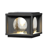 Square Round Waterproof LED Black Solar Lights Outdoor Fence Post Lamp - Lamp Outdoor