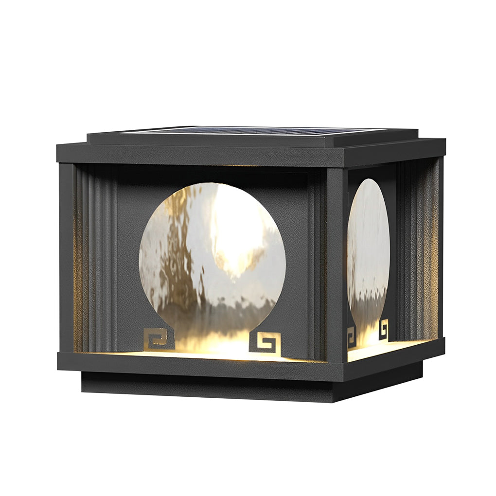 Square Round Waterproof LED Black Solar Lights Outdoor Fence Post Lamp - Lamp Outdoor
