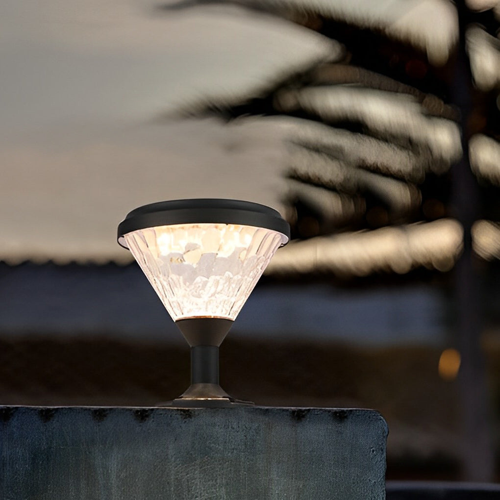 Round Waterproof Colorful Gradient Modern Solar Fence Post Lights - Lamp Outdoor