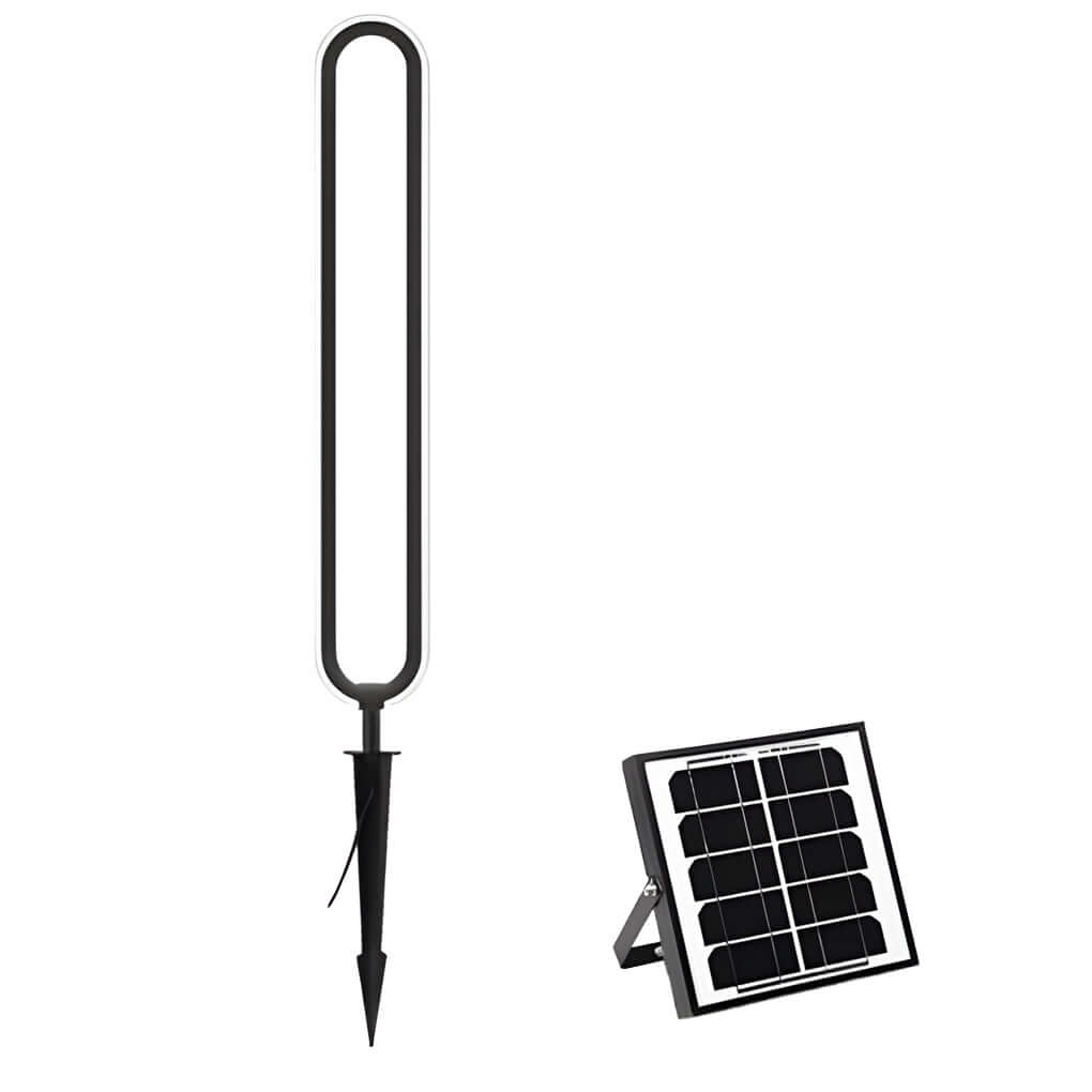 Sleek Black Oval Ring LED Solar Lights Modern Outdoor Minimalist Design - Lamp Outdoor