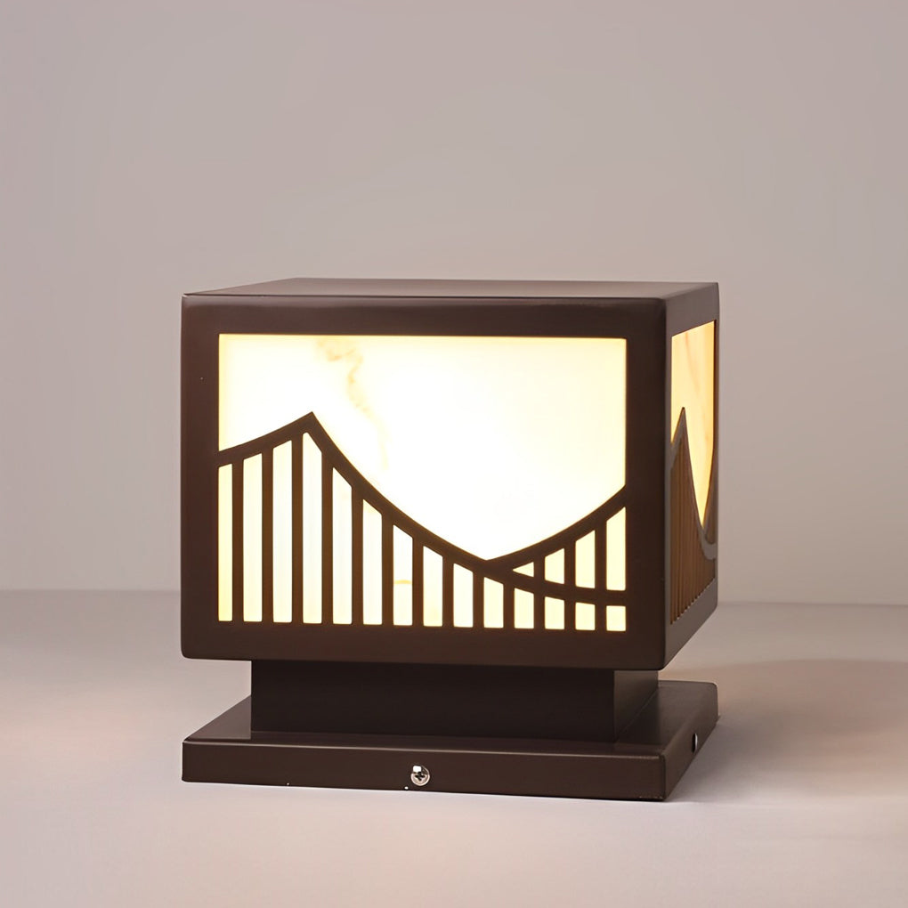 Waterproof LED Mountain Scenery Modern Solar Deck Post Lights Lawn Lights - Lamp Outdoor