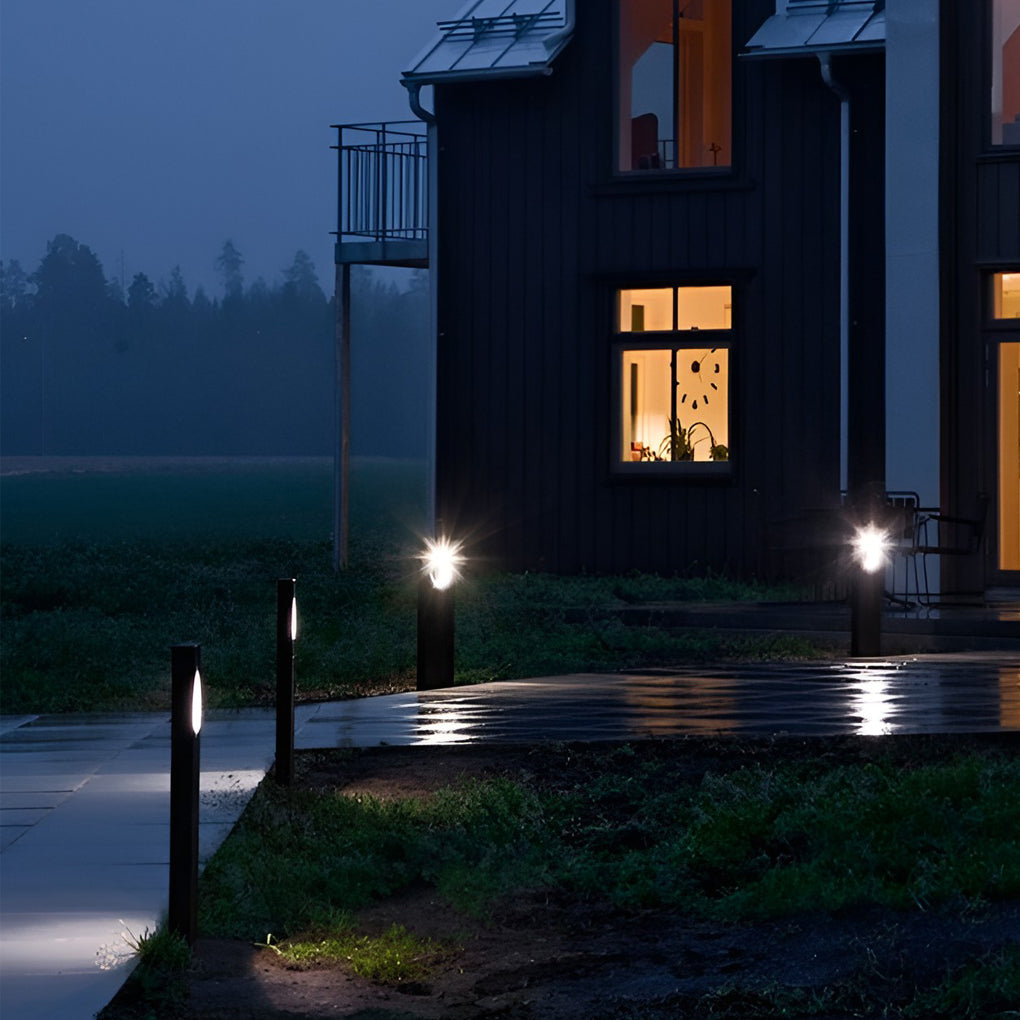 Sleek Black Modern Outdoor Pathway Bollard Lights with Unique Round Hole Feature - Lamp Outdoor