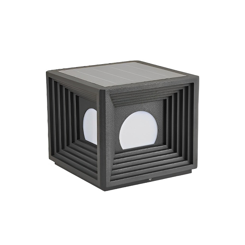 Waterproof Square Creative LED Black Modern Solar Fence Post Lights - Lamp Outdoor