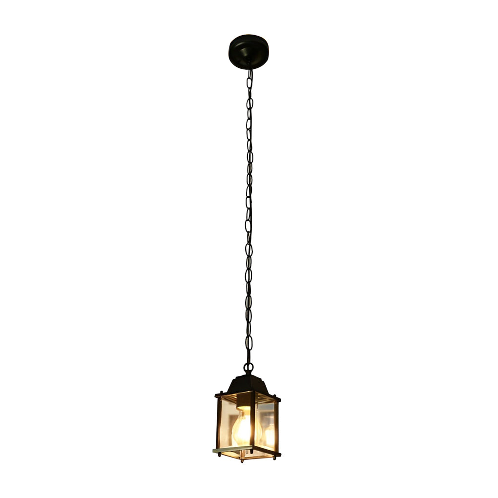 Small Square Waterproof Glass Black Modern Outdoor Pendant Lights - Lamp Outdoor