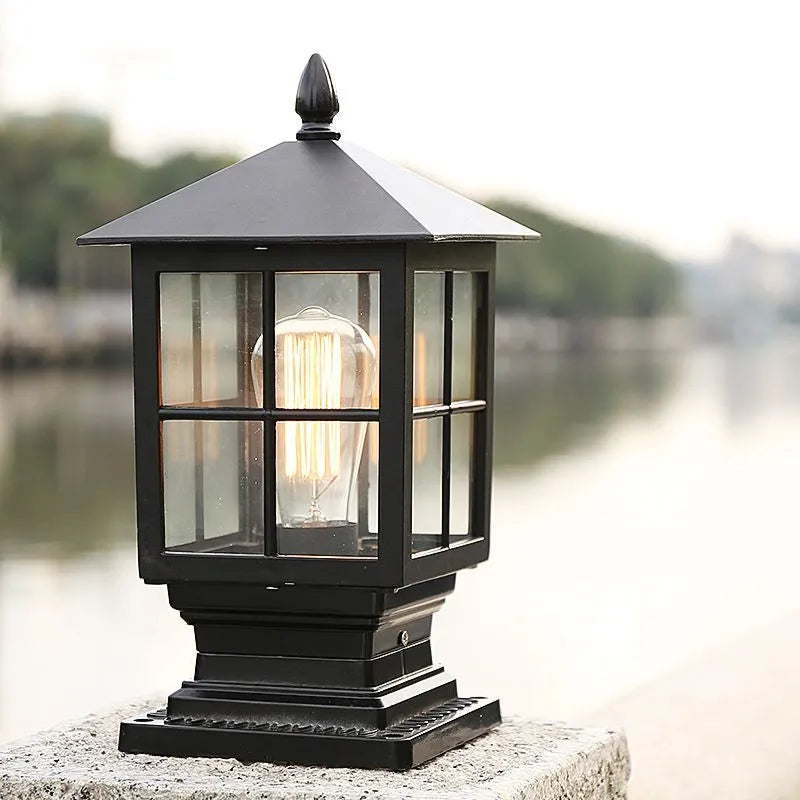 Etilo Modern Metal Glass Lantern LED Outdoor Light Post - Lamp Outdoor