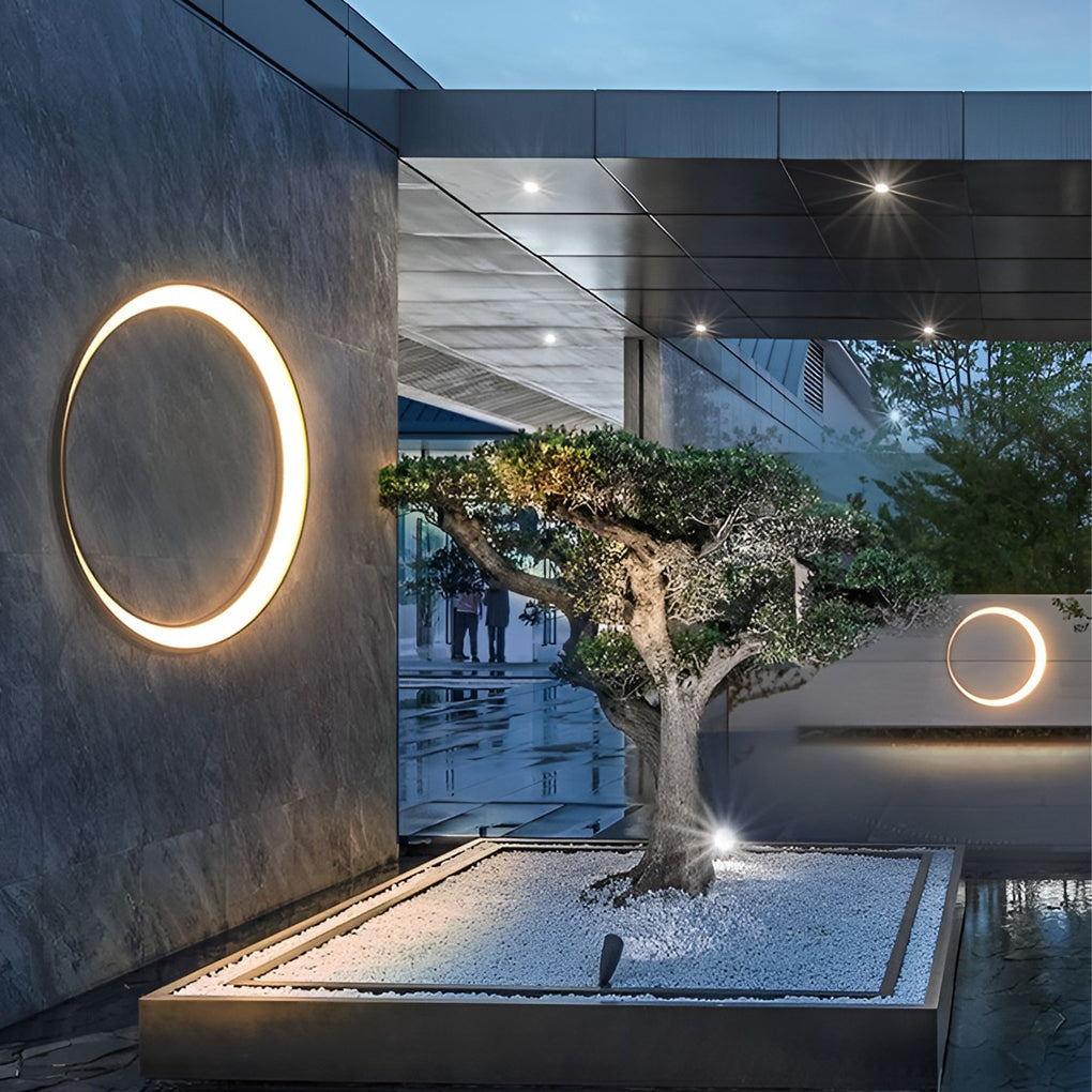Circular Moon Led Waterproof Ip65 Modern Outdoor Wall Lights Wall Lamp - Lamp Outdoor