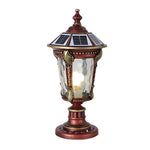 Dual Purpose Waterproof Aluminum Retro Solar Fence Post Lights with Remote - Lamp Outdoor