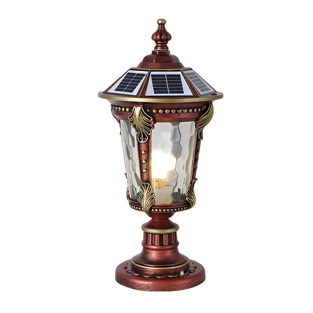 Dual Purpose Waterproof Aluminum Retro Solar Fence Post Lights with Remote - Lamp Outdoor