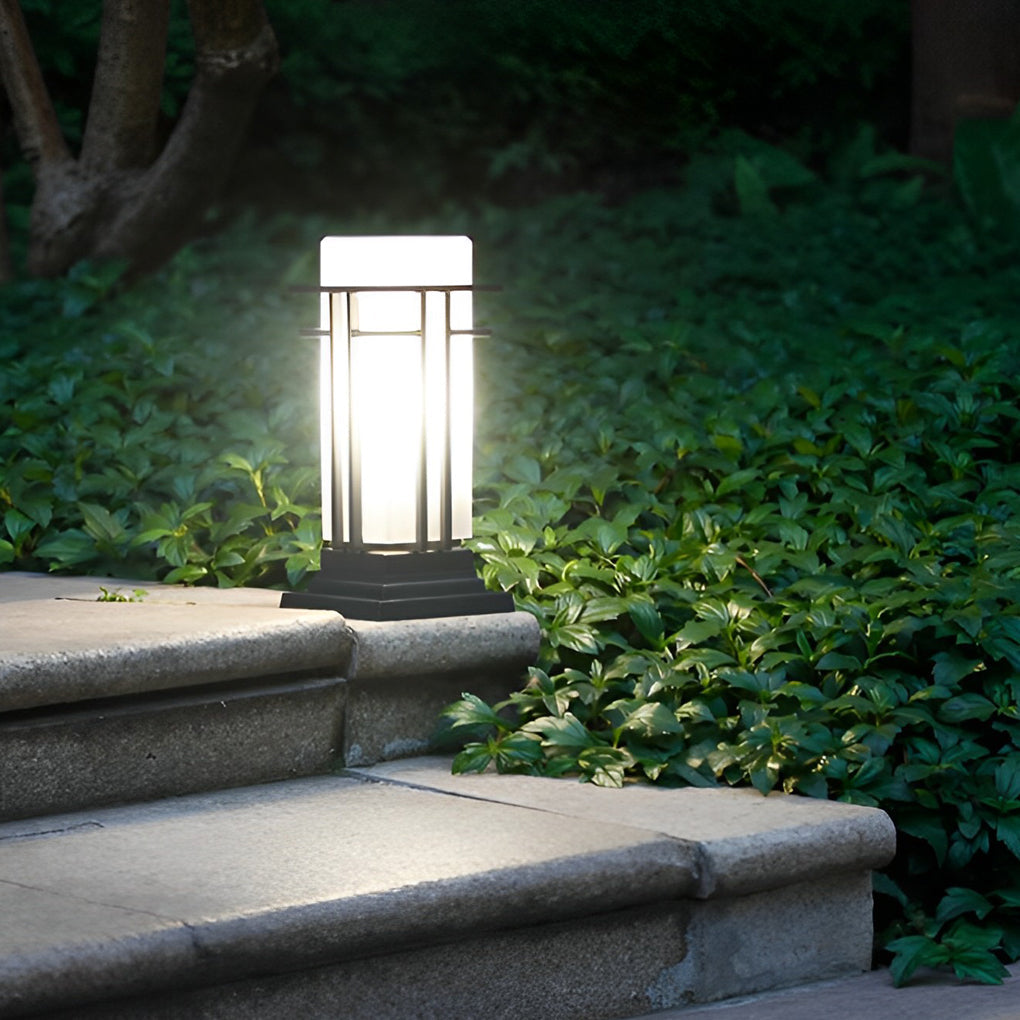 Black Retro Aluminum Path Lights with Frosted Glass Outdoor Waterproof Landscape Lighting - Lamp Outdoor