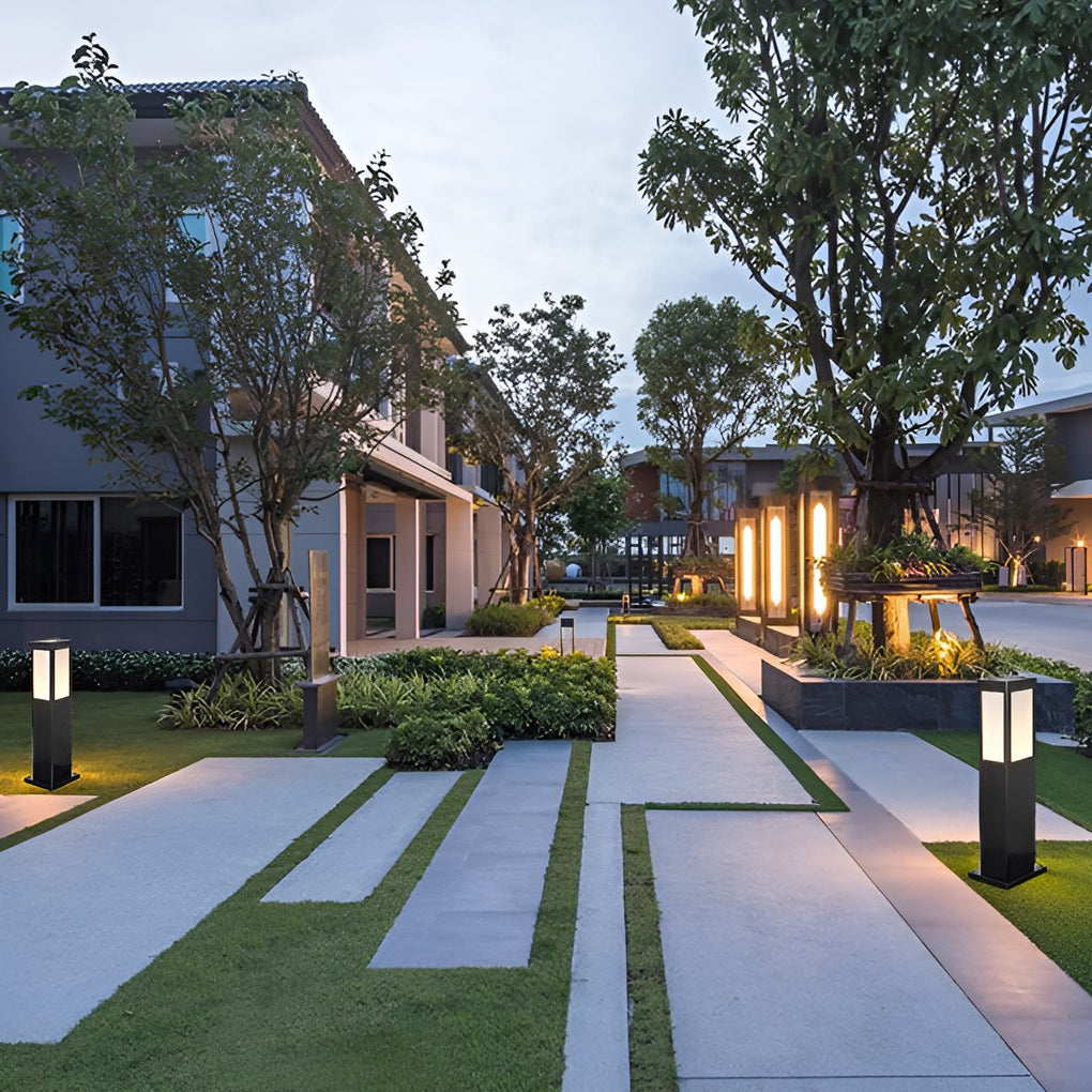Remote-Controlled Industrial Solar Bollard Lights Waterproof & Square Outdoor Lighting - Lamp Outdoor