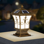 Vintage Pattern Waterproof Automatic Solar Powered Fence Post Lights - Lamp Outdoor
