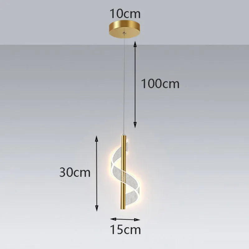 Zeva Vintage Golden Ribbon Pendant Light, Metal/Acrylic - Lamp Outdoor