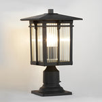Striped Glass Shade LED Waterproof Black Modern Outdoor Post Lights - Lamp Outdoor