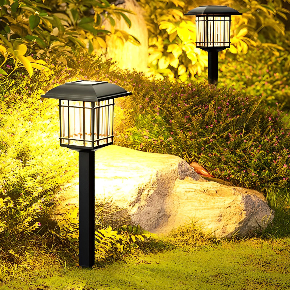 Vintage-Modern Solar Square Lawn Lights Waterproof, Durable Outdoor Lighting - Lamp Outdoor