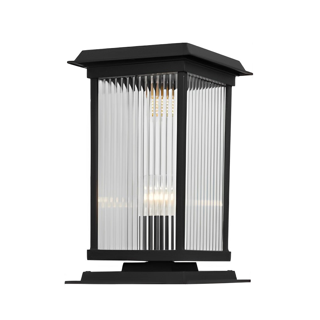 Retro Glass LED Waterproof Matte Black Modern Solar Fence Post Lights - Lamp Outdoor