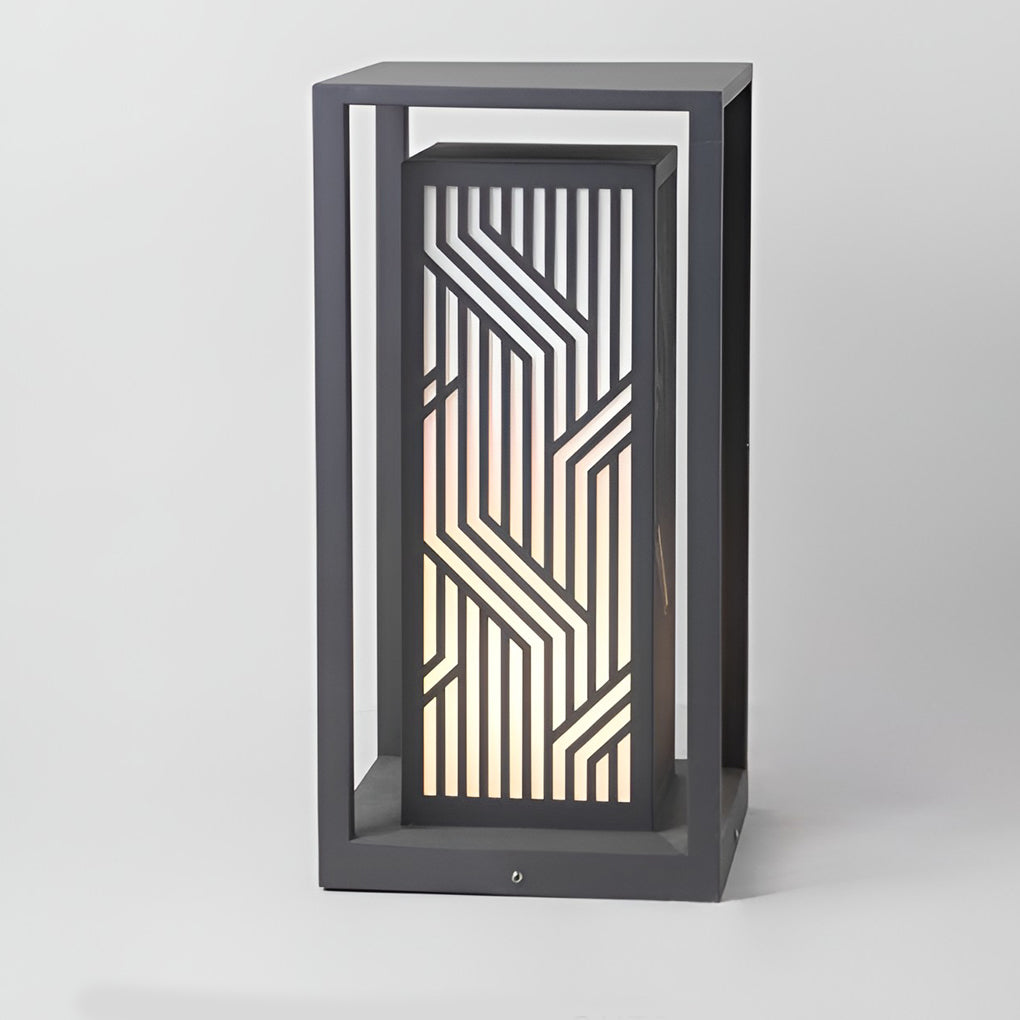 Gray Retro Aesthetic Waterproof LED Outdoor Pathway Cuboid Lantern - Lamp Outdoor